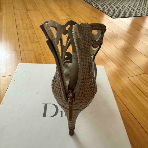 DIOR Paradis Python Embossed Leather Sandals Heels 39.5 - Picture 3 of 6